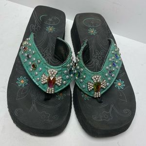 Bling western style flip flops size 9